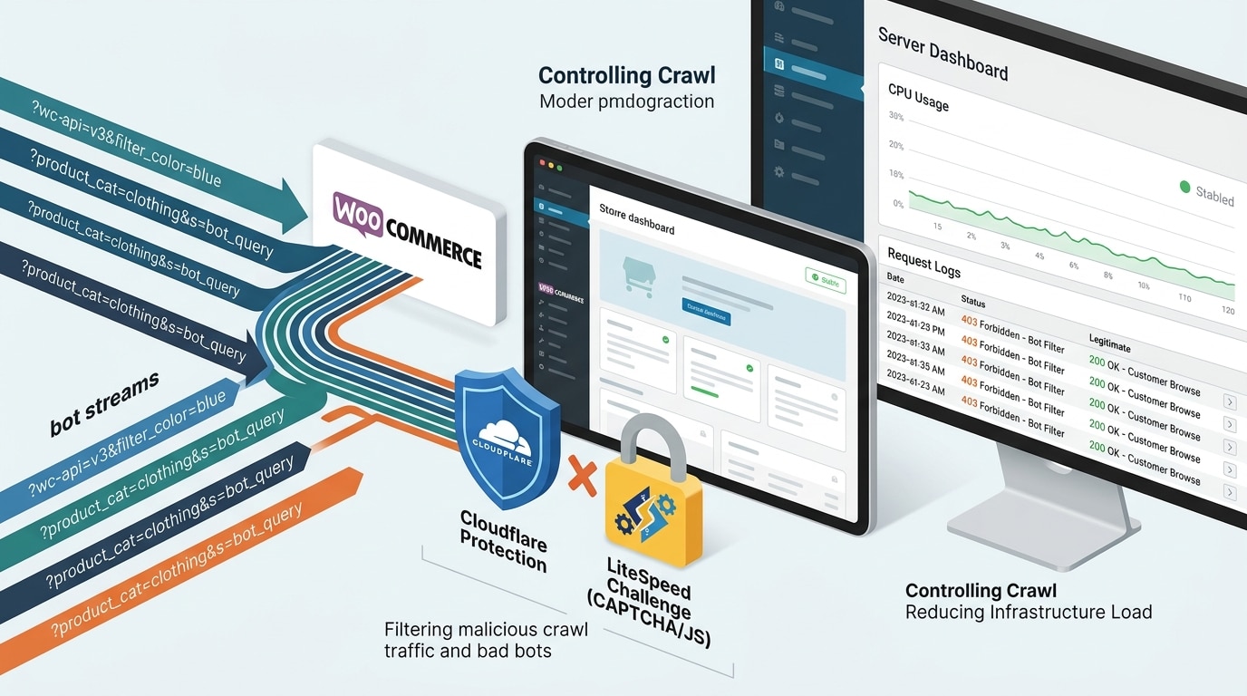 Chặn bot crawl URL filter WooCommerce đúng cách để giảm tải server